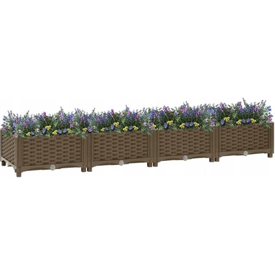 VidaXL Květináč plast béžový černý šedý 23 x 160 x 23 cm