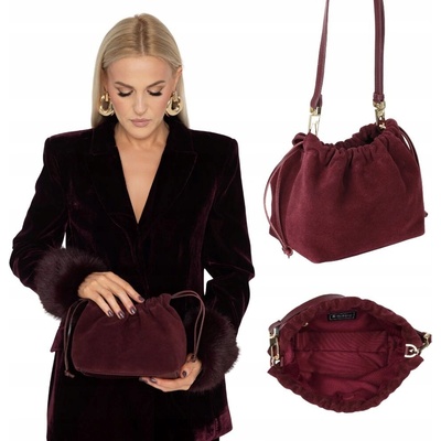 Wojewodzic Bordová dámska kabelka semišová crossbody 31989/Z20/S02/Z