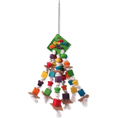 BIRD JEWEL Hračka závesná farebná s povrazmi a drievkami 50 cm
