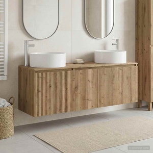 vidaXL Комплект шкафове за баня 3 бр. Дъб артизан 161, 5 x 44, 5 x 80 см (3405736)