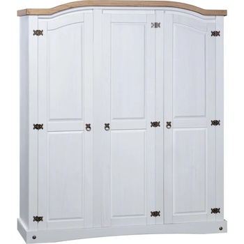 Image 1 of vidaXL Гардероб, мексикански бор, стил Корона, 3 врати, бял (282622)