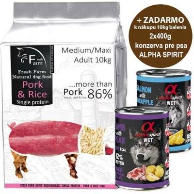 Fresh Farm Adult Medium & Maxi Single Protein Pork & Rice 10 kg