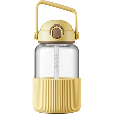 Buydeem DG710 Pop-Up Straw Glass Bottle, Mellow Yellow (DG710-MY)