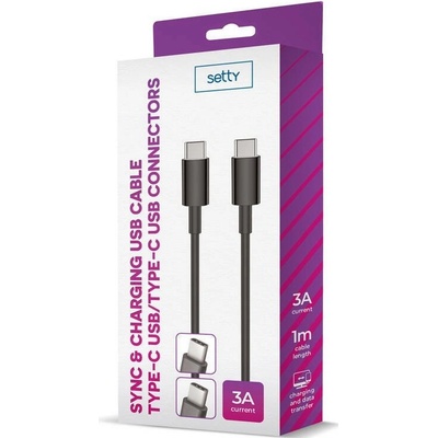 Setty DATUSBC3A1MSETBK Datový USB-C M - USB-C M, 1M