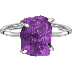 Silenti Jewelry Сребърен пръстен "Аметист" - 5 - 49мм (15.6мм диам. )