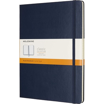 Moleskine Тефтер с твърди корици Moleskine Classic Ruled XL - Син, линирани листове (QP090B20)