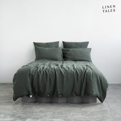 Linen Tales Тъмнозелен ленен чаршаф за единично легло 165x220 cm - Linen Tales (LT-DCS-165x220/50x70-FGR)