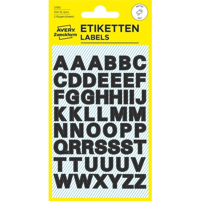 Avery Zweckform 3780 Samolepicí písmenka, fólie, 9,5 mm, 104 ks, černé – Zboží Dáma
