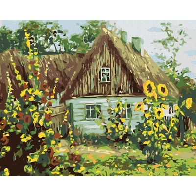 Zuty Malování podle čísel Chalupa se šindelovou střechou 50 x 40 cm vypnuté plátno na rám