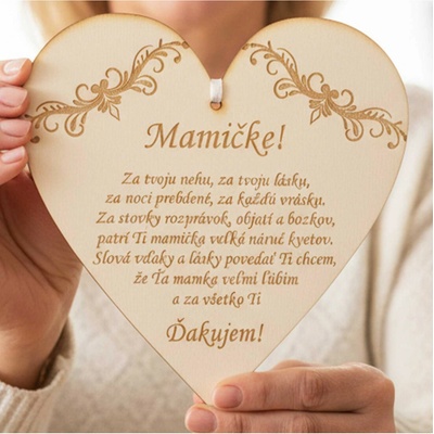 LYMFY | Dřevěná tabulka 17cm-Mamince | přírodní dřevo