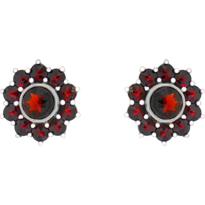 Český granát náušnice stříbrné 130319