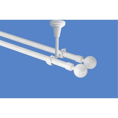 OK-GarnýžeCZ Garnýž kovová dvouřadá 16mm Paola double bílá 310 cm do stropu / na tunýlek - bez kroužků