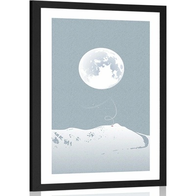 Plakát s paspartou úplněk měsíce - 20x30 black