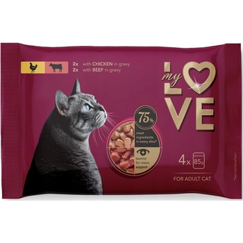 My Love SET s kuracím a hovädzím mäsom v omáčke 4 x 85 g