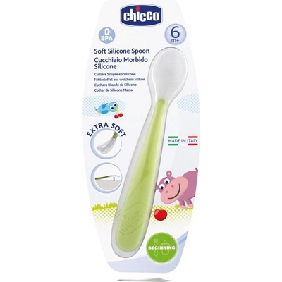 Chicco Soft lžička silikonová 6m zelená
