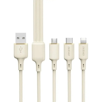 Dudao 3в1 кабел Dudao L7SE, USB-C към USB-C / Lightning / micro-USB, 66W, 1.2m, бежов (L7SE)