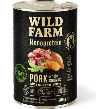 WILD FARM Монопротеинова свинска храна 400 г хипоалергенна храна за кучета