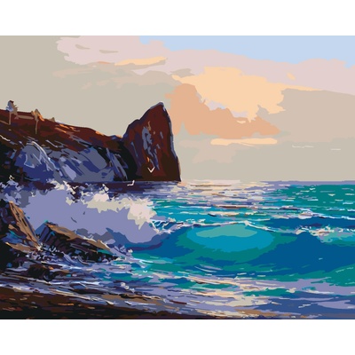 ZUTY Maľovanie podľa čísel PLÁŽ S VLNAMI NARÁŽAJÚCIMI DO SKÁL Rámovanie vypnuté plátno na rám Rozmer 80 x 100 cm