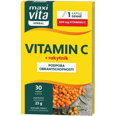 Maxi Vita Herbal Vitamín C + Rakytník na podporu imunitného systému 30 ks