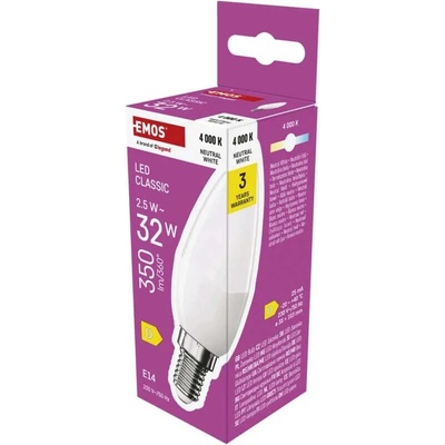 Emos Classic sviečka 2.5W E14 350lm neutrálna biela ZQ3D13