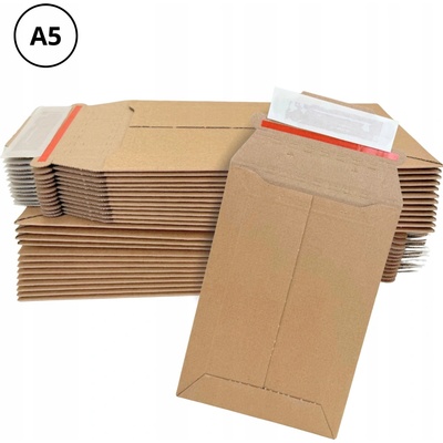 Pevná kartonová obálka s lepidlem a odtrhávací páskou 175x250 mm B5 pro A5 100 Ks