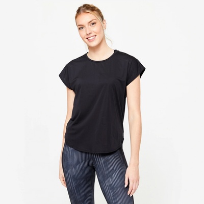 Domyos Dámske voľné tričko na kardio fitnes čierne