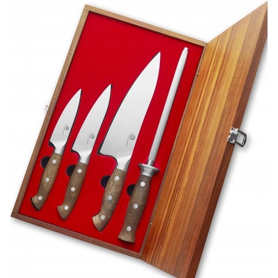 Dellinger Walnut Sada 3 nožů + vidlička v dřevěné dárkové krabici – Zboží Dáma
