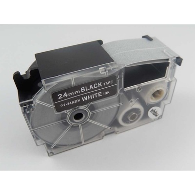 Compatible Съвместима лента с Casio XR-24ABK 24mm x 8m бял печат / черен фон (XR24ABK)