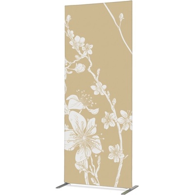 Jansen Display Potištěná látková dělící stěna Deco 85-200 Japonské třešňové květy béžové, 870 x 2020 mm