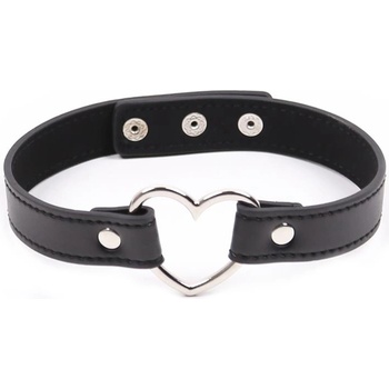 Image 1 of Fetish Addict Collar with Heart Shaped Hoop Adjustable 41, 5cm Black