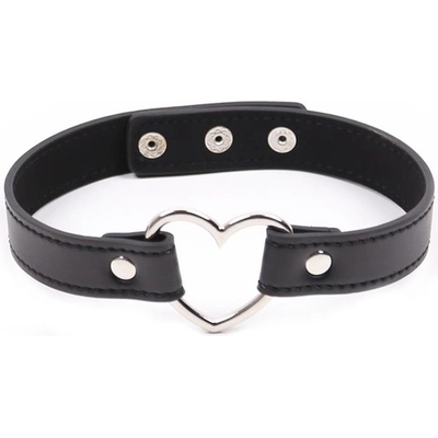 Fetish Addict Collar with Heart Shaped Hoop Adjustable 41, 5cm Black