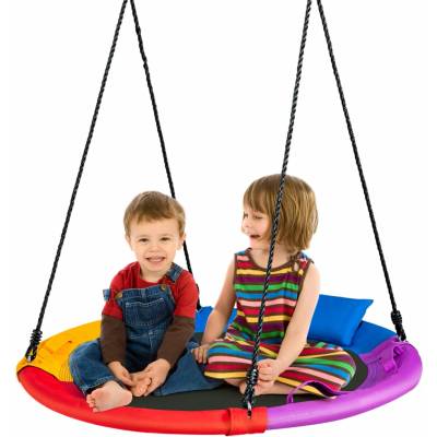 Costway Houpačka Ø 100 cm s nastavitelným provazovým talířem 100 - 180 cm