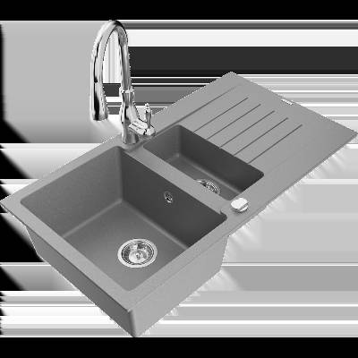 Matias гранитна мивка с 1, 5 отделения с отцедник и кухненски смесител (6502-71-672601-00)