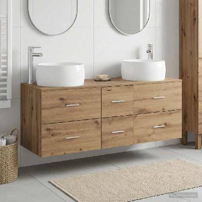vidaXL Комплект мебели за баня 3 бр. Дъб артизан 49, 5 x 44, 5 x 66 см (3405938)