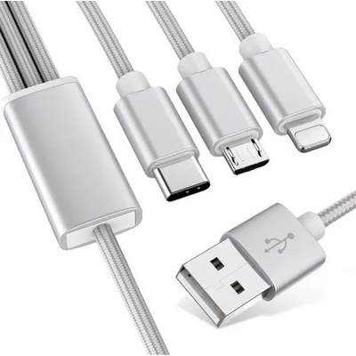 Hama Кабел 3 в 1 - LIGHTNING, microUSB и TYPE-C, черен - 125 см