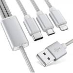 Hama Кабел 3 в 1 - LIGHTNING, microUSB и TYPE-C, черен - 125 см