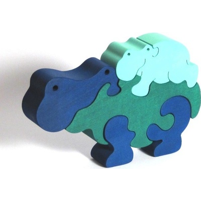 Fauna Puzzle Hroch modrý rodinka masiv