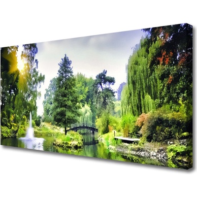 Obraz na plátně Les Vodopád Slunce Příroda 100x50 cm