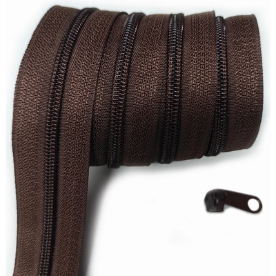 Zips špirálový, farba hnedá 5 mm, metráž