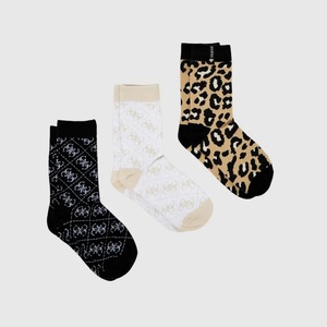 Guess Комплект от 3 чифта детски чорапи с леопардов принт и монограм Guess