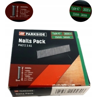 Hřebíky Parkside PHETZ 3 A1 14-15 mm 3000 ks