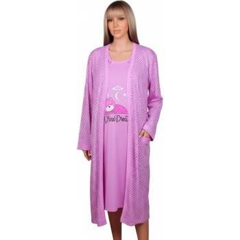 Макси комплект за бременни халат с нощница в светлолилаво