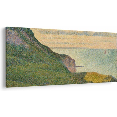 Obraz - Georges Seurat, Seascape at Port-en-Bessin, Normandy, reprodukcia, jednodielne 250x125 cm