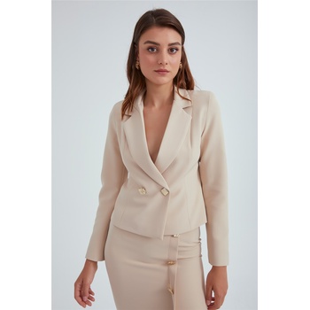Base Дамско сако с двуредно закопчаване - Тъмнобежово #309349 (309349_Бежов)