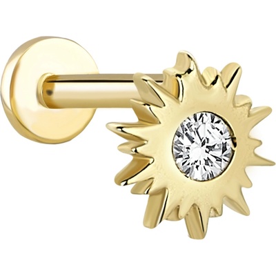 Lillian Vassago Zlatý piercing labreta slunce se zirkonem LLV92-GPI033LB