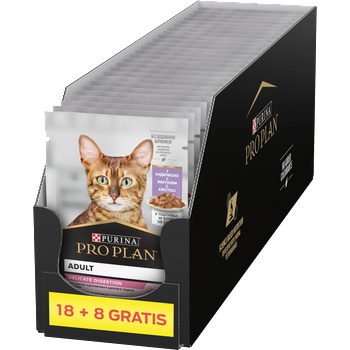 PRO PLAN PRO PLAN Nutrisavour Delicate Cat храна за котки с деликатни парченца пуйка в сос 26x85g (18+8 БЕЗПЛАТНО)