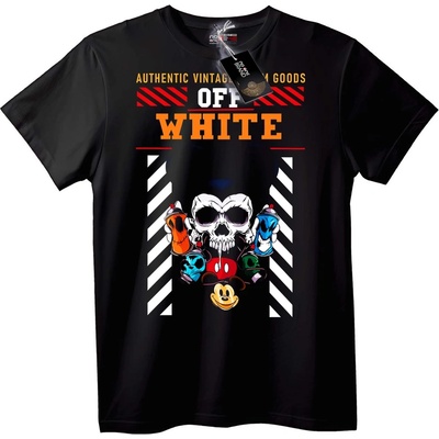NOONEBRAND Тениска Off-White Череп Улично Изкуство - S, Black