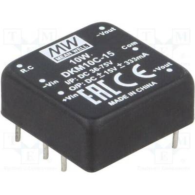 MEAN WELL DKM10C-15 Měnič: DC/DC; 10W; Uvst: 36÷75VDC; Uvýst: 15VDC; Uvýst2: -15VDC; DIP