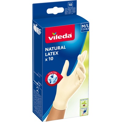 Vileda РЪКАВИЦИ vileda natural latex m/l ЛАТЕКСОВИ 10бр (170982)