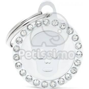 Image 1 of My Family адресник - Блестящ, закръглен череп бял